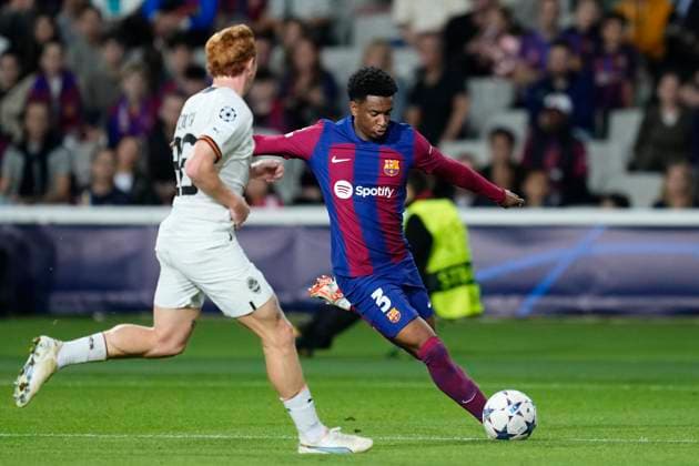 FC Barcelona, Barca v FC Shakhtar Donetsk: Group H - UEFA Champions League 2023 24 Alejandro Balde left-back of Barcelona and Spain shooting to goal during the UEFA Champions League match between FC Barcelona and FC Shakhtar Donetsk at Estadi Olimpic Lluis Companys on October 25, 2023 in Barcelona, Spain. Barcelona Spain  Copyright: xJosexBretonx originalFilename:breton-fcbarcel231025_npOl6.jpg