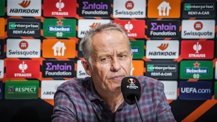 25 10 2023 Topola, Serbia, Europe SC Freiburg pre-match press conference against TSC Backa Topola with head coach Christian Streich and Philipp Lienhart 3 SC Freiburg UEFA Europa League 2023 2024 TSC Arena Backa Topola