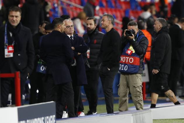 Luis Campos - Luis Enrique (PSG) FOOTBALL : Paris Saint Germain Vs Milan AC - Ligue des Champions - 25 10 2023 MichaelBaucher Panoramic 