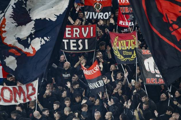 Ultras Milan AC FOOTBALL : Paris Saint Germain Vs Milan AC - Ligue des Champions - 25 10 2023 MichaelBaucher Panoramic 