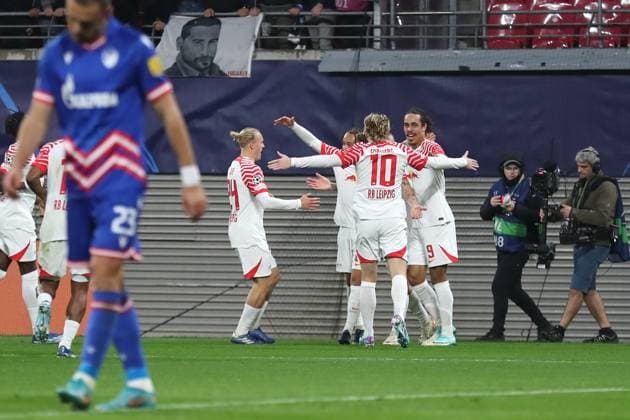 Champions League RB Leipzig vs Red Star Belgrade, 25 10 23 Goal celebrations RB Leipzig football, UEFA Champions League, 2023 2024 season RB Leipzig vs Red Star Belgrade on 25 10 23 at the Red Bull Arena, Leipzig Copyright: xBEAUTIFULxSPORTS JanxKaeferx