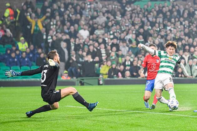 Celtic v Atletico Madrid UEFA Champions League Kyogo Furuhashi of Celtic scores their sides first goal of the match during the UEFA Champions League Group E match at Celtic Park, Glasgow Copyright: xJamiexJohnstonx FIL-19153-0023 UK Newspapers OUT