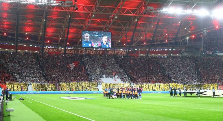RB Leipzig Red Star Belgrade Champions League Leipzig, 25 10 2023, Red Bull Arena, Champions League, Group G, Matchday 3 , RB LEIPZIG vs RED STAR BELGRAD , In picture fans of RB Leipzig, choreo , Picture Point