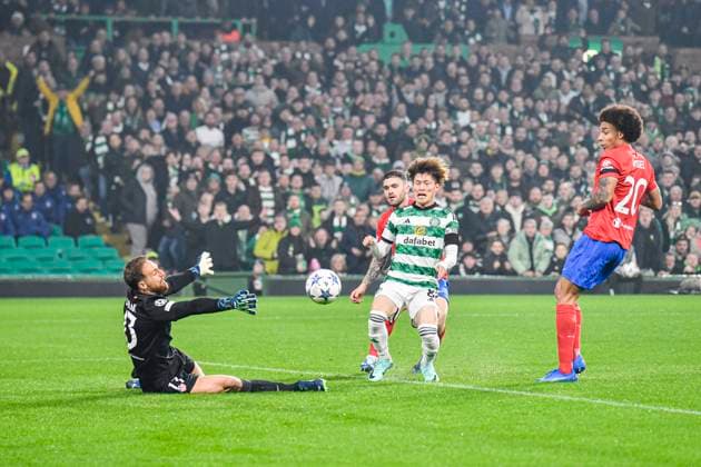 Celtic v Atletico Madrid UEFA Champions League Kyogo Furuhashi of Celtic scores their sides first goal of the match during the UEFA Champions League Group E match at Celtic Park, Glasgow Copyright: xJamiexJohnstonx FIL-19153-0024 UK Newspapers OUT