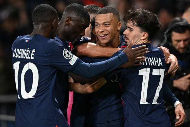 Sport Themen der Woche KW43 Sport Bilder des Tages Db Parigi 25 10 2023 - Champions League Paris Saint Germain-Milan foto Daniele Buffa Image nella foto: esultanza gol Kylian Mbappe™ 
