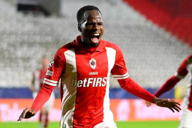 Royal Antwerp FC v FC Porto - UEFA Champions League DEURNE, BELGIUM - OCTOBER 25 : Abdullahi Alhassan Yusuf midfielder of Antwerp FC celebrates scoring a goal during the UEFA Champions League group H match between Royal Antwerp FC and FC Porto on October 25, 2023 in Deurne, Belgium, 25 10 2023 Deurne Belgium  Copyright: xVincentxKalutx