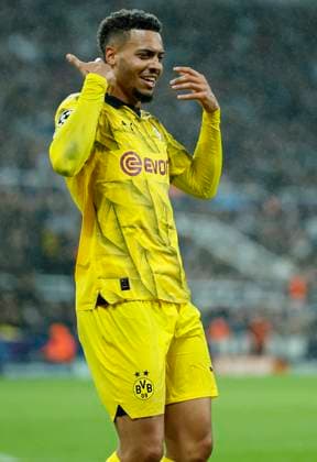 Newcastle United FC v Borussia Dortmund: Group F - UEFA Champions League 2023 24 Felix Nmecha of Borussia Dortmund celebrates 1st goal during the UEFA Champions League match between Newcastle United FC and Borussia Dortmund at St. James Park on October 25, 2023 in Newcastle Upon Tyne, England. Newcastle St. James Park England United Kingdom Copyright: xRichardxSellers Sportsphoto APLx 13958506