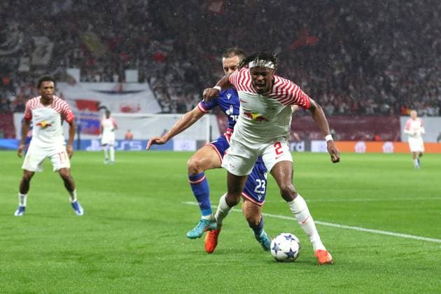Champions League RB Leipzig vs Red Star Belgrade, 25 10 23 Mohamed Simakan 2, RB Leipzig football, UEFA Champions League, season 2023 2024 RB Leipzig vs Red Star Belgrade on 25 10 23 at the Red Bull Arena, Leipzig Copyright: xBEAUTIFULxSPORTS JanxKaeferx