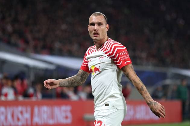 Champions League RB Leipzig vs Red Star Belgrade, 25 10 23 David Raum 22, RB Leipzig football, UEFA Champions League, season 2023 2024 RB Leipzig vs Red Star Belgrade on 25 10 23 at the Red Bull Arena, Leipzig Copyright: xBEAUTIFULxSPORTS JanxKaeferx