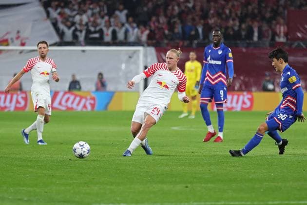 Champions League RB Leipzig vs Red Star Belgrade, 25 10 23 Xaver Schlager 24, RB Leipzig football, UEFA Champions League, season 2023 2024 RB Leipzig vs Red Star Belgrade on 25 10 23 at the Red Bull Arena, Leipzig Copyright: xBEAUTIFULxSPORTS JanxKaeferx