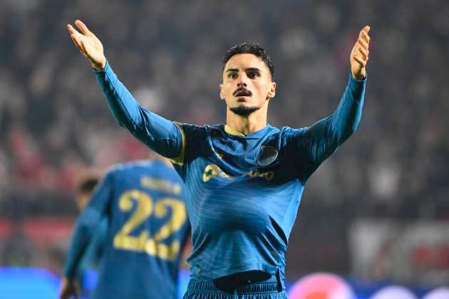 Royal Antwerp FC v FC Porto - UEFA Champions League DEURNE, BELGIUM - OCTOBER 25 : Stephen Eustaquio midfielders of Porto celebrates scoring a goal during the UEFA Champions League group H match between Royal Antwerp FC and FC Porto on October 25, 2023 in Deurne, Belgium, 25 10 2023 Deurne Belgium  Copyright: xVincentxKalutx