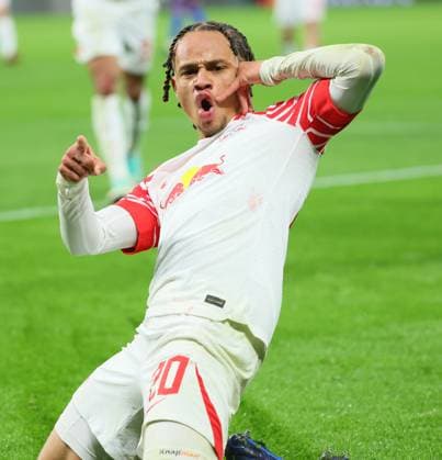 RB Leipzig Red Star Belgrade Champions League Leipzig, 25 10 2023, Red Bull Arena, Football , UEFA Champions League, Group G , Matchday 3, RB Leipzig vs Red Star Belgrade , In picture Goal for RB Leipzig Xavi Simons 20, RB Leipzig scores 2 0 and cheers , Photo intended for editorial use only , UEFA regulations prohibit any use of photographs as image sequences and or quasi video ,
