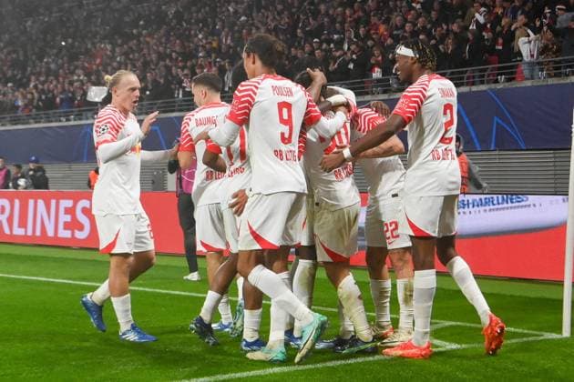 Football, Men, 2023 2024 season, UEFA Champions League Group G, Matchday 3 , RB Leipzig FK Red Star Belgrade, v l Xavi Simons RB Leipzig goal celebration, cheers after scoring 2 0, 25 10 2023, Copyright: xSebastianxRäppold MatthiasxKochx