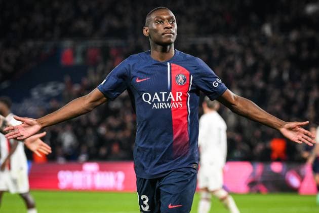 October 25, 2023, Paris, France, France: Randal KOLO MUANI of PSG celebrates his goal during the UEFA Champions League group F match between Paris Saint-Germain and AC Milan at Parc des Princes Stadium on October 25, 2023 in Paris, France. Paris France - ZUMAm308 20231025_zsp_m308_009 Copyright: xMatthieuxMirvillex