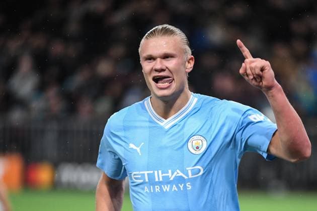 BERN, SWITZERLAND OCTOBER 25 Erling Haaland of Man City celebrates his goal during the UEFA Champions League Group Stage match between BSC Young Boys and Manchester City at Stadion Wankdorf on October 25, 2023 in Bern, Switzerland Bern Stadion Wankdorf Bern Switzerland Copyright: xJustPictures.ch ManuelxWinterbergerx jp-en-EuSpIm-MWI_9211 20231025