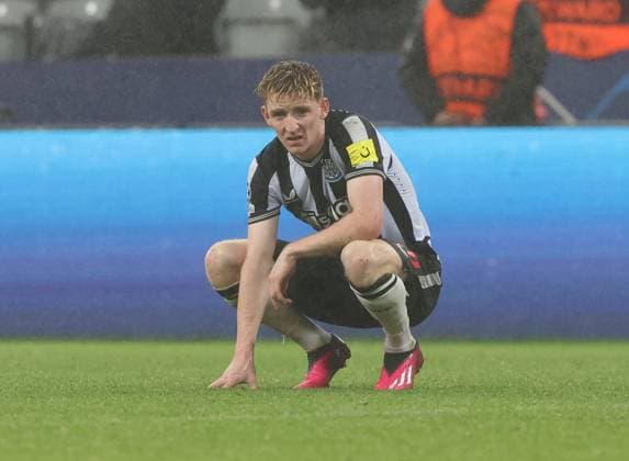 Newcastle Upon Tyne, England, 25th October 2023. Anthony Gordon of Newcastle United reacts after the UEFA Champions League match at St. James Park, Newcastle Upon Tyne. Picture credit should read: Nigel Roddis Sportimage EDITORIAL USE ONLY. No use with unauthorised audio, video, data, fixture lists, club league logos or live services. Online in-match use limited to 120 images, no video emulation. No use in betting, games or single club league player publications. SPI-2675-0015