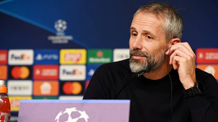 Soccer UEFA Champions League, 2023 2024 season, group stage, group G, matchday 3, RB Leipzig vs Red Star Belgrade Sportsko drustvo Crvena zvezda 3 1 1 0 25 10 2023 Marco Rose coach RB Leipzig during the press conference after the match RB Leipzig vs Red Star Belgrade Sportsko drustvo Crvena zvezda 25 10 2023 Leipzig Saxony Germany Red Bull Arena