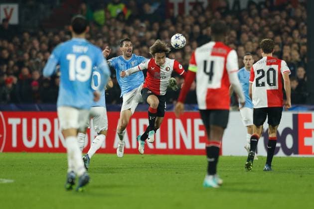 Ayase Ueda (Feyenoord), OCTOBER 25, 2023 - Football Soccer : UEFA Champions League Group stage Group E match between Feyenoor 3-1 SS Lazio at the Stadion Feijenoord De Kuip in Rotterdam, Netherlands. Noxthirdxpartyxsales  (233660565)