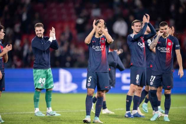 Champions League - PSG v AC Milan Marquinhos during the UEFA Champions League Group F football match between Paris Saint-Germain (PSG) and AC Milan at the Parc de Princes in Paris, France on October 25, 2023. Photo by Eliot Blondet ABACAPRESS.COM Paris France  Copyright: xBlondetxEliot ABACAx 873272_125 BlondetxEliot ABACAx 873272_125