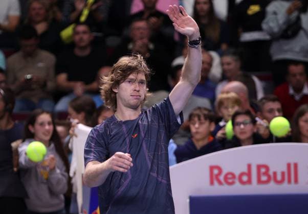 TENNIS - ATP, Tennis Herren Erste Bank Open VIENNA,AUSTRIA,26.OCT.23 - TENNIS - ATP World Tour, Erste Bank Open. Image shows the rejoicing of Andrey Rublev (RUS).  GEPAxpictures xWalterxLuger