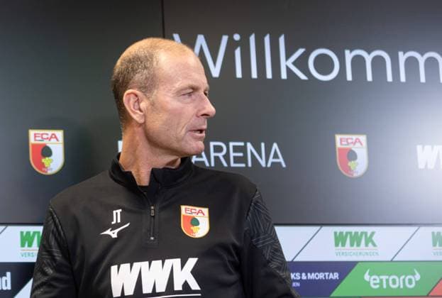 Jess Thorup Coach FC Augsburg , Press conference before the match against VfL Wolfsburg