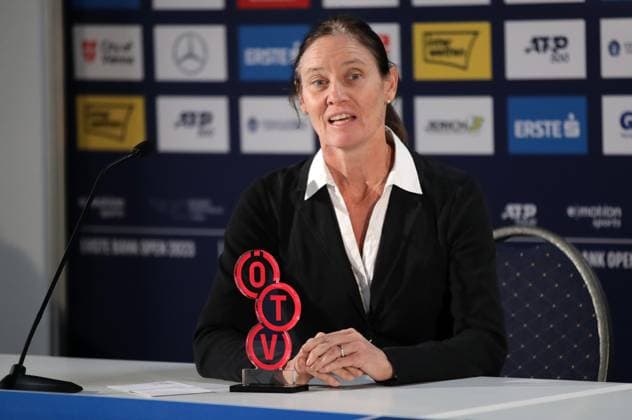 TENNIS - ATP, Tennis Herren Erste Bank Open VIENNA,AUSTRIA,26.OCT.23 - TENNIS - ATP World Tour, Erste Bank Open. Image shows BJKC captain Marion Maruska (ÖETV Sports Coordination). Keywords: press conference, PK, Pressekonferenz  GEPAxpictures xWalterxLuger