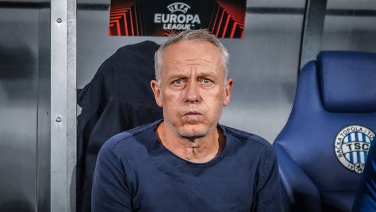 Coach Christian Streich SC Freiburg blows 26 10 2023 Backa Topola, Serbia FK TSC Backa Topola vs SC Freiburg UEFA EUROPA LEAGUE 2023 2024 TSC Arena Backa Topolya, Football, Mens