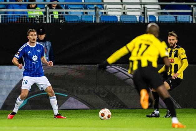 231026 Kristoffer Haugen of Molde during the UEFA Europa League football match between Molde and Häcken on October 26, 2023 in Molde Photo Marius Simensen BILDBYRAN Cop 238 bbeng football fotball fotboll fotboll häcken molde uefa uefa europa league  Copyright: MARIUSxSIMENSEN BB231026BB522