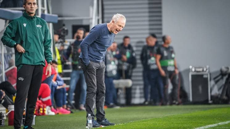 Christian Streich coach SC Freiburg 26 10 2023 Backa Topola, Serbia FK TSC Backa Topola vs SC Freiburg UEFA EUROPA LEAGUE 2023 2024 TSC Arena Backa Topolya, Football, Mens