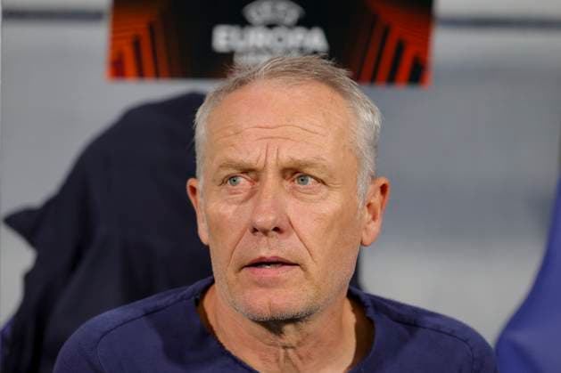 Serbia, Backa Topola, 26 10 2023, , TSC Backa Topola SC Freiburg UEFA Europa League 2023 2024 Group A, Coach Christian Streich SC Freiburg looks on Backa Topola  eu-images-084