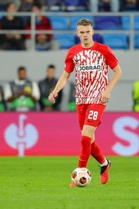 Serbia, Backa Topola, 26 10 2023, , TSC Backa Topola SC Freiburg UEFA Europa League 2023 2024 Group A, Matthias Ginter SC Freiburg controls the ball Backa Topola  eu-images-084