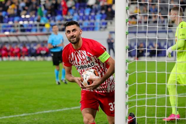 Serbia, Backa Topola, 26 10 2023, , TSC Backa Topola SC Freiburg UEFA Europa League 2023 2024 Group A, Vincenzo Grifo SC Freiburg celebrates after scoring his team s first goal Backa Topola  eu-images-084