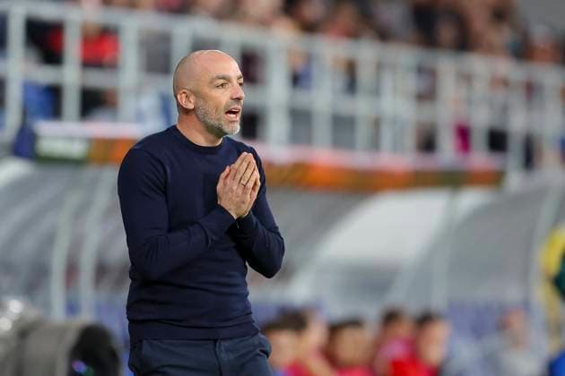 Serbia, Backa Topola, 26 10 2023, , TSC Backa Topola SC Freiburg UEFA Europa League 2023 2024 Group A, coach Zarko Lazetic TSC Backa Topola gestures Backa Topola  eu-images-084