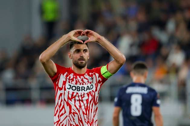 Serbia, Backa Topola, 26 10 2023, , TSC Backa Topola SC Freiburg UEFA Europa League 2023 2024 Group A, Vincenzo Grifo SC Freiburg celebrates after scoring his team s second goal Backa Topola  eu-images-084