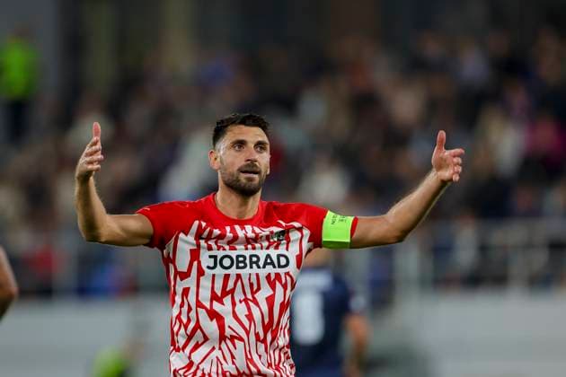 Serbia, Backa Topola, 26 10 2023, , TSC Backa Topola SC Freiburg UEFA Europa League 2023 2024 Group A, Vincenzo Grifo SC Freiburg celebrates after scoring his team s second goal Backa Topola  eu-images-084