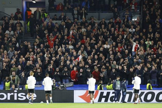 BRIGHTON, 26-10-2023, American Express stadium. UEFA Europa League Football, season 2023-2024. Match between Brighton and Ajax. Away stands with Ajax fans Brighton - Ajax  x22908452x Copyright: