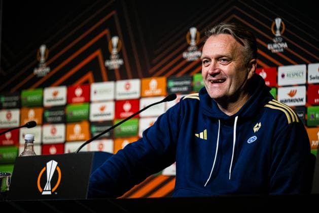 231026 Erling Moe, head coach of Molde, during a press conference after the UEFA Europa League football match between Molde and Häcken on October 26, 2023 in Molde Photo Marius Simensen BILDBYRAN Cop 238 bbeng football fotball fotboll fotboll häcken molde uefa uefa europa league  Copyright: MARIUSxSIMENSEN BB231026ZK008