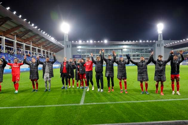 Serbia, Backa Topola, 26 10 2023, , TSC Backa Topola SC Freiburg UEFA Europa League 2023 2024 Group A, SC Freiburg players celebrate Backa Topola  eu-images-084