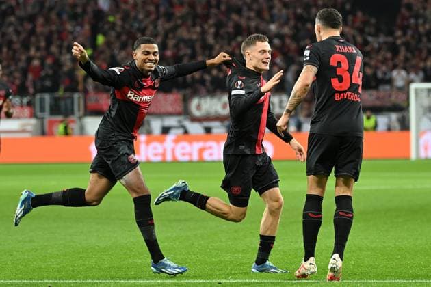 Leverkusen, Bayarena, 26 10 23, GER, Men, UEFA Europa League, 2023 2024 season, Bayer 04 Leverkusen Qarabag Agdam picture Florian WIRTZ Leverkusen cheers after his goal to 1 0 Only for editorial use UEFA regulations prohibit any use of photographs as image sequences and or quasi video Nordrhein Westfalen Germany