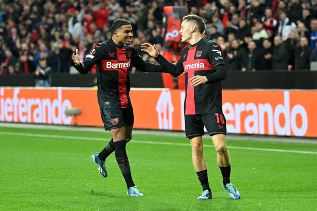 Leverkusen, Bayarena, 26 10 23, GER, Men, UEFA Europa League, 2023 2024 season, Bayer 04 Leverkusen Qarabag Agdam picture Florian WIRTZ Leverkusen cheers after his goal to 1 0 Only for editorial use UEFA regulations prohibit any use of photographs as image sequences and or quasi video Nordrhein Westfalen Germany