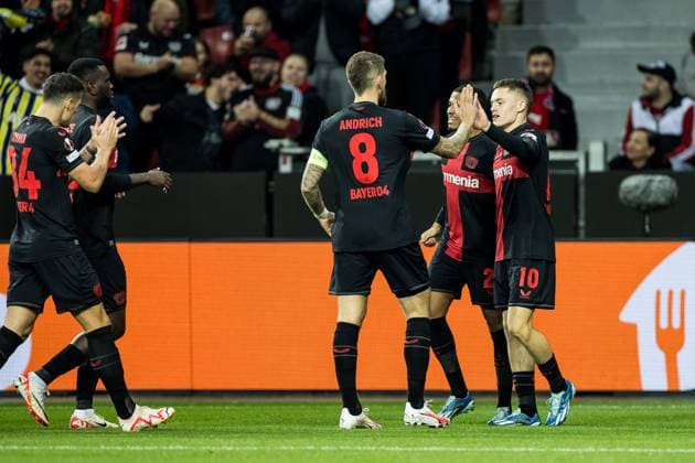 UEFA Europa League, Bayer 04 Leverkusen Qarabag Agdam 26 10 2023 Cheers for 1 0 by Florian Wirtz Bayer 04 Leverkusen, 10 UEFA Europa League, Bayer 04 Leverkusen Qarabag Agdam, BayArena Leverkusen on 26 10 2023 Copyright: xBEAUTIFULxSPORTS Wunderlx