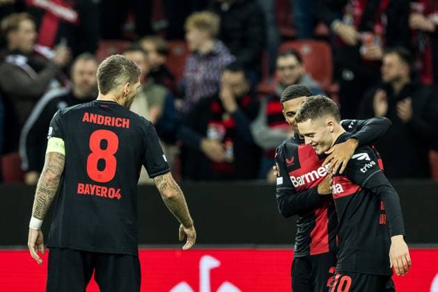 UEFA Europa League, Bayer 04 Leverkusen Qarabag Agdam 26 10 2023 Cheers for 1 0 by Florian Wirtz Bayer 04 Leverkusen, 10 UEFA Europa League, Bayer 04 Leverkusen Qarabag Agdam, BayArena Leverkusen on 26 10 2023 Copyright: xBEAUTIFULxSPORTS Wunderlx