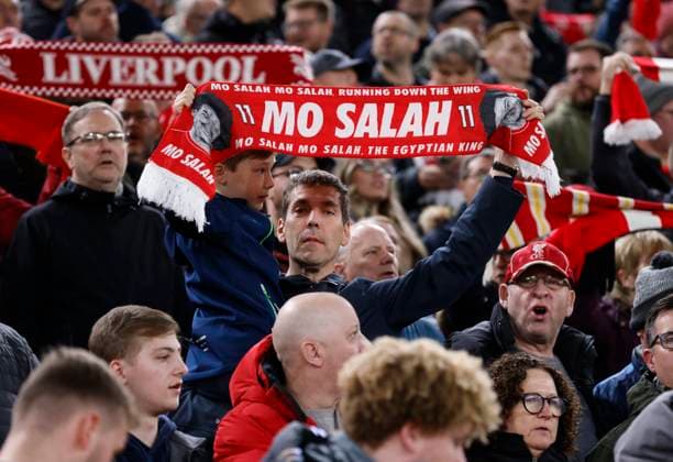 Liverpool FC v Toulouse FC: Group E - UEFA Europa League 2023 24 Liverpool fans with scarves before the UEFA Europa League 2023 24 match between Liverpool FC and Toulouse FC at Anfield on October 26, 2023 in Liverpool, England. Liverpool Anfield England United Kingdom Copyright: xRichardxSellers Sportsphoto APLx 13958543