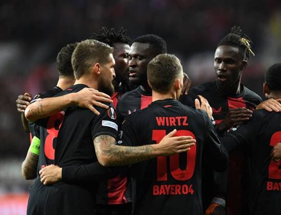 26 10 2023, Leverkusen, Germany, BayARENA, Bayer Leverkusen vs Qarabag Agdam UEFA Europa League 2023 2024 Group H, Florian Wirtz Bayer 04 Leverkusen goal celebration, cheers with his team after scoring 1 0 Photo Ralf Treese Leverkusen BayARENA North Rhine Westphalia Germany. 521_LEVQAR20231026_006 Treese-521