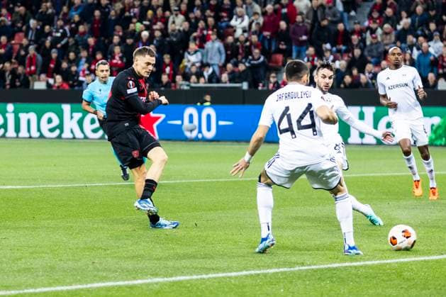 Leverkusen, Bayarena, 26 10 23 Florian Wirtz of Leverkusen L scores the 1 0 goal during the Europa League match Bayer 04 Leverkusen vs Qarabag Agdam