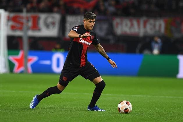 LEVERKUSEN, GERMANY - 26.10.23: Exequiel Palacios, The match of match UEFA Europa League Bayer 04 Leverkusen vs Qarabag FK at Bayarena  Copyright: xVITALIIxKLIUIEVx