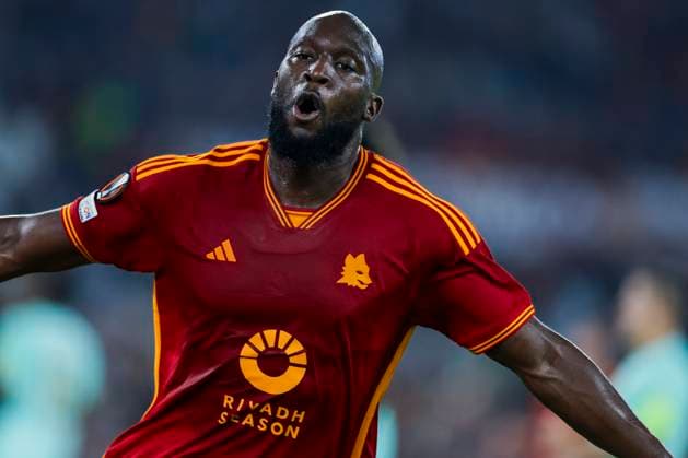 UEFA Europa League Group G AS Roma vs Sportovni Klub Slavia Praha Roma™s Belgian forward Romelu Lukaku celebrates after scoring a goal during UEFA Europa League Group G match between AS Roma and Sportovni Klub Slavia Praha at Olimpico stadium on October 26, 2023 in Rome, Italy. ABPH7881_1 Copyright: xAntonioxBalascox