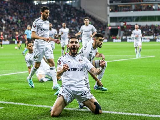 Goal, goal celebration, to 1 1 by Toral Bayramov Qarabag Agdam, 27 , GER, Bayer 04 Leverkusen vs Qarabag Agdam, UEFA Europa League 2023 24, group stage, match day 3, 26 10 2023, GER, Bayer 04 Leverkusen vs Qarabag Agdam, UEFA Europa League 2023 24, group stage, match day 3, 26 10 2023, Photo Eibner Press Photo Gabriel Boia Leverkusen. Copyright: xGabrielxBoiax EP_EER