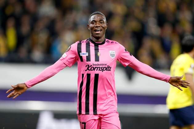 Royal Union Saint-Gilloise v LASK Linz - UEFA Europa League BRUSSELS, BELGIUM - OCTOBER 26 : Moses Usor of LASK celebrates after scoring during the UEFA Europa League Group E match between Royal Union Saint-Gilloise and Linz Lask on October 26, 2023 in Brussels, Belgium, 26 10 2023 Brussels Belgium  Copyright: xJbox