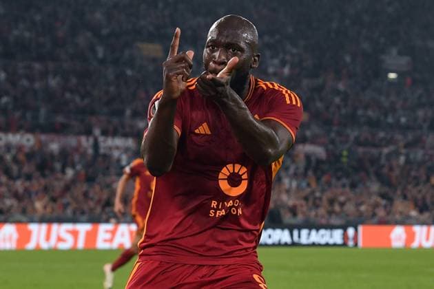 As Roma 26 10 2023 - Europa League Roma-Slavia Praga foto Antonello Sammarco Image nella foto: esultanza gol Romelu Lukaku 
